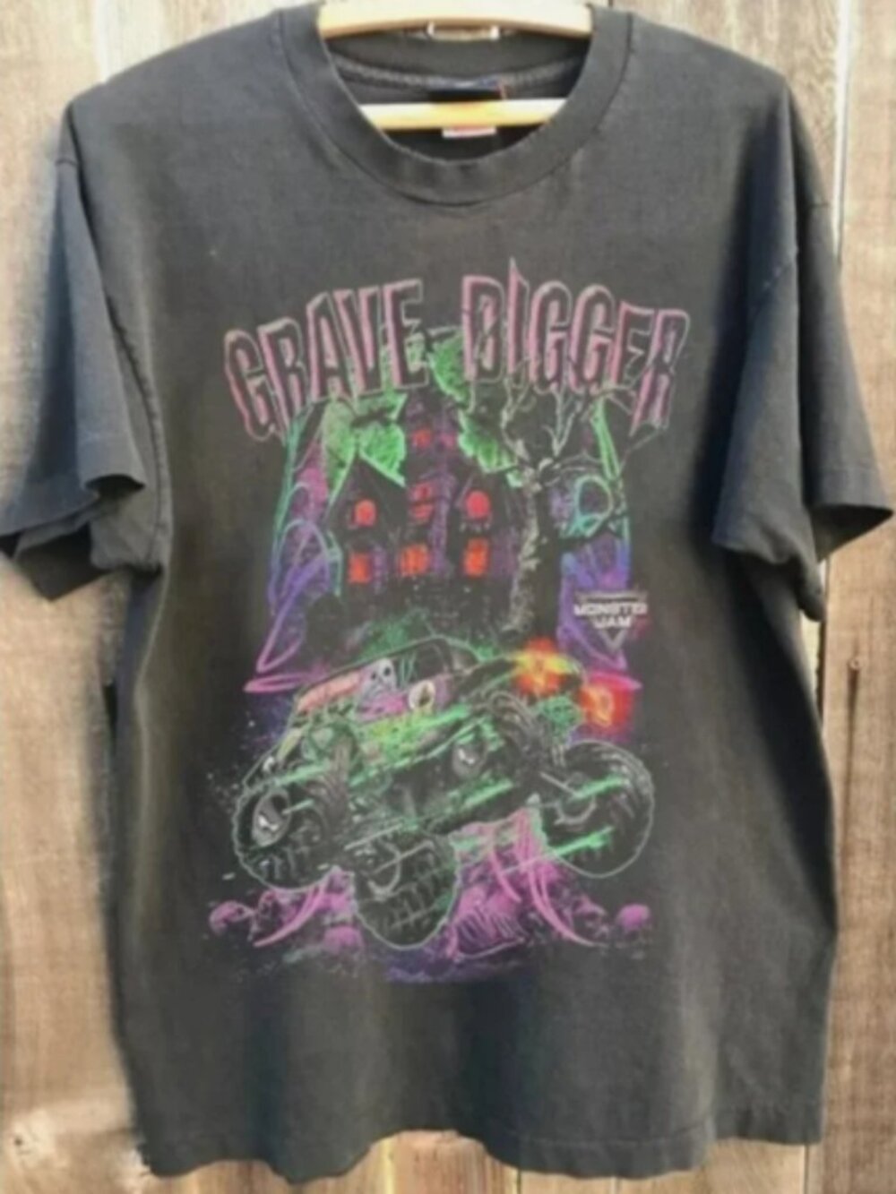 Vintage Grave Digger Monster Jam Tee Retro Horror Truck Y2K Streetwear Shirt